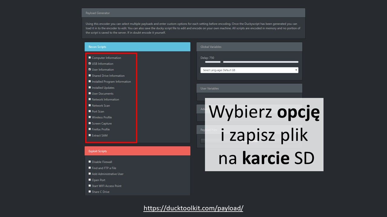Generator - wybór akcji